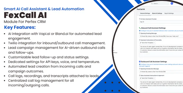 FexCall – Smart AI Call Assistant & Lead Automation para Perfex CRM