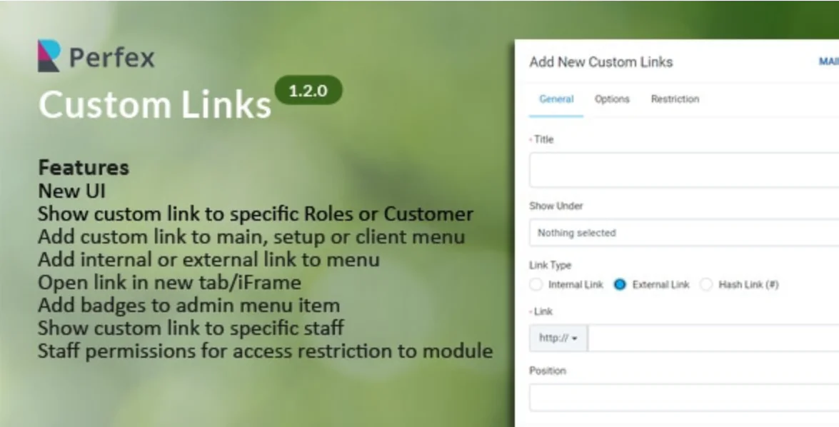 Custom Links | Perfex CRM