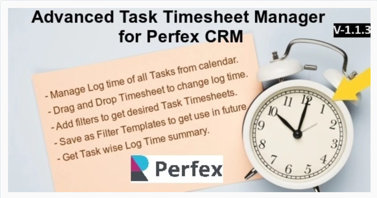 Advanced Task Timesheet Manager | Perfex CRM